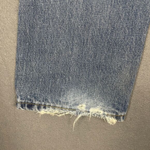 Levis 505 Jeans Men's 34x30 Blue Denim Medium Wash Distressed Straight Leg Retro - Picture 10 of 16